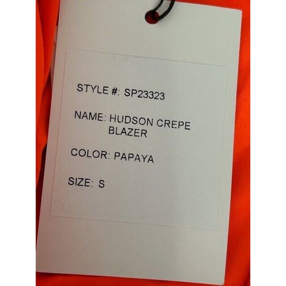 Generation Love Hudson Crepe Blazer Jacket Padded Shoulder Pockets Papaya S NEW - Picture 6 of 10